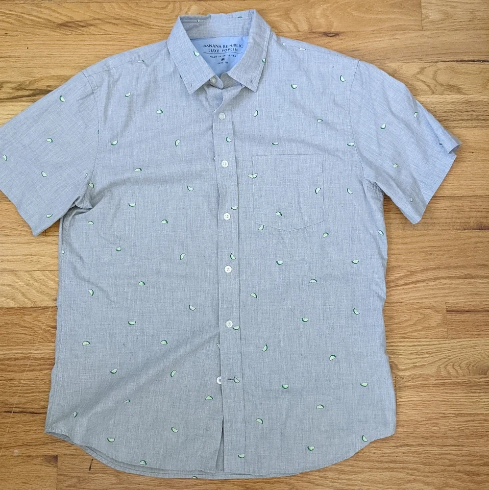 Banana Republicans Grey Button Up Medium Slim Fit - Picture 1 of 5
